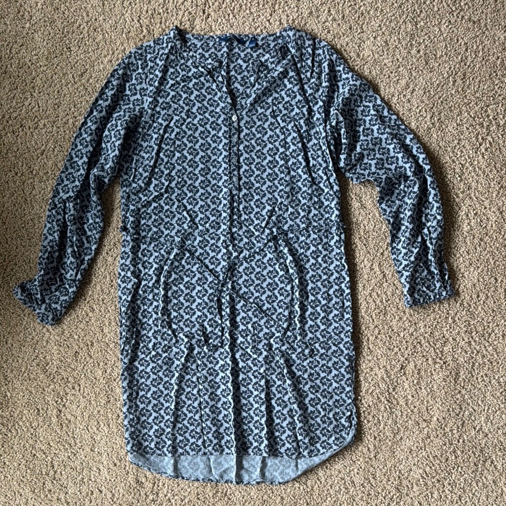 Blue Notched Collar Button Down Shirt